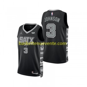 Maillot Basket San Antonio Spurs Keldon Johnson 3 Jordan 2022-2023 Statement Edition Noir Swingman - Homme